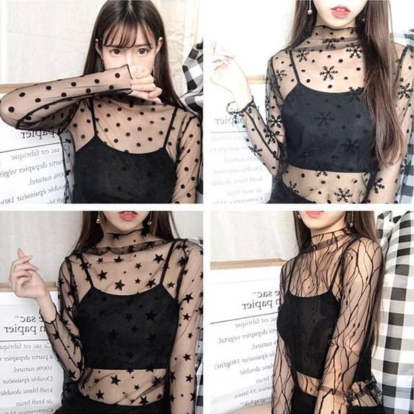 2020 new women harajuku mesh net see through t shirt transparent undershirt star base camisas femininas clubwear, White
2020 new women harajuku mesh net see through t shirt transparent undershirt star base camisas femininas clubwear, White