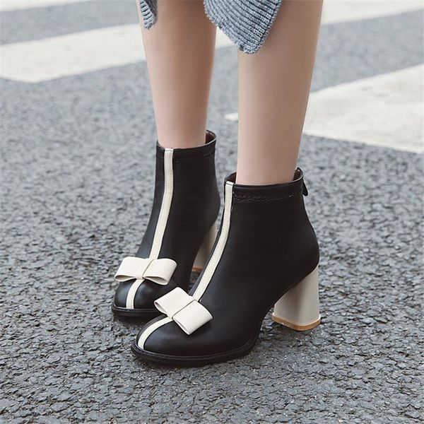 boots sweet bow ankle women faux suede square high heel stretch slip on fashion pointed toe autumn winter ladies shoes, Black
boots sweet bow ankle women faux suede square high heel stretch slip on fashion pointed toe autumn winter ladies shoes, Black
