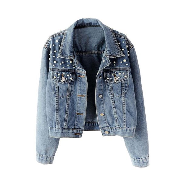 spring and autumn fashion women's korean version of the wild beaded short loose long-sleeved denim jacket jq106, Black;brown
spring and autumn fashion women's korean version of the wild beaded short loose long-sleeved denim jacket jq106, Black;brown