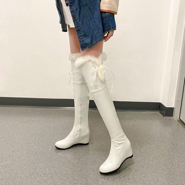 boots winter over the knee high female hair white sweet snow wedges heel knight1, Black
boots winter over the knee high female hair white sweet snow wedges heel knight1, Black