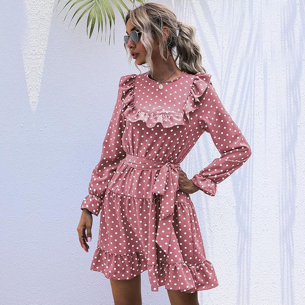 vintage dot print dress women casual o neck high waist slim ruffles autumn winter dress for women 2020 new fashion, Black;gray
vintage dot print dress women casual o neck high waist slim ruffles autumn winter dress for women 2020 new fashion, Black;gray