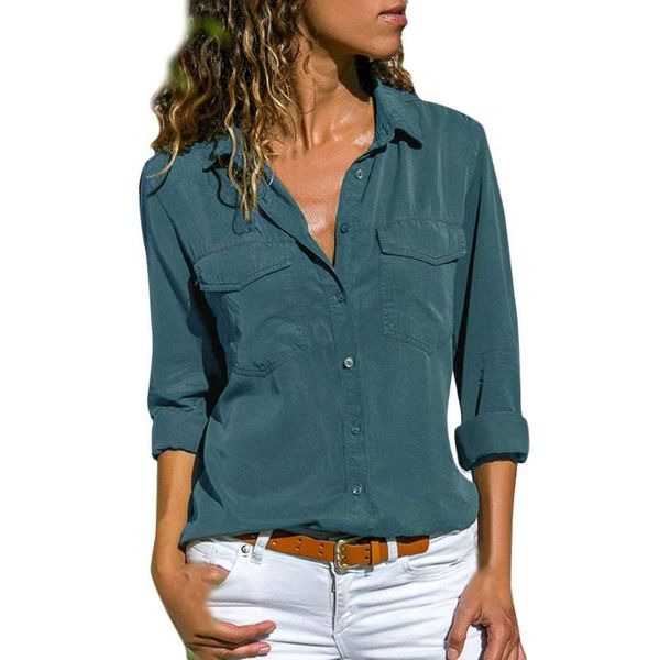 women's blouses & shirts solid color turn-down collar long-sleeved shirt roll-up sleeve pockets chiffon blouse plus size 5xl, White
women's blouses & shirts solid color turn-down collar long-sleeved shirt roll-up sleeve pockets chiffon blouse plus size 5xl, White