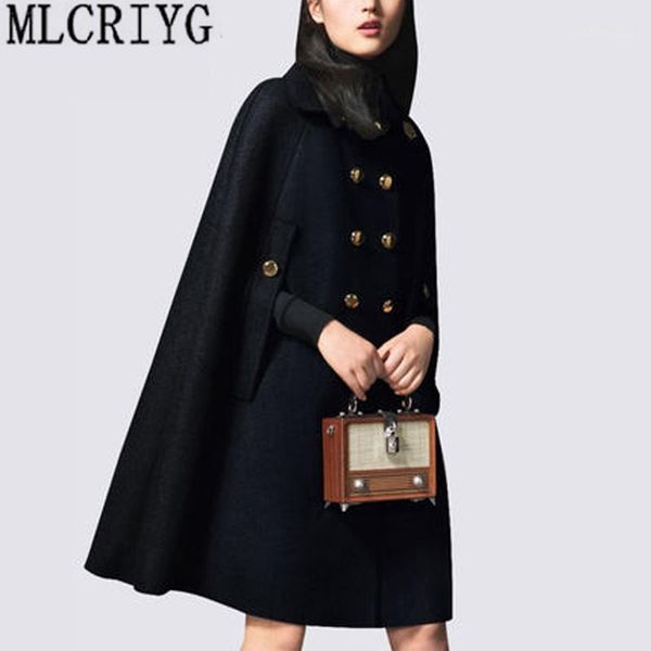 women's winter wool coat 2021 fashion double breasted trench female cloak overcoat lady work wear casaco feminino l3581 & blends, Black
women's winter wool coat 2021 fashion double breasted trench female cloak overcoat lady work wear casaco feminino l3581 & blends, Black