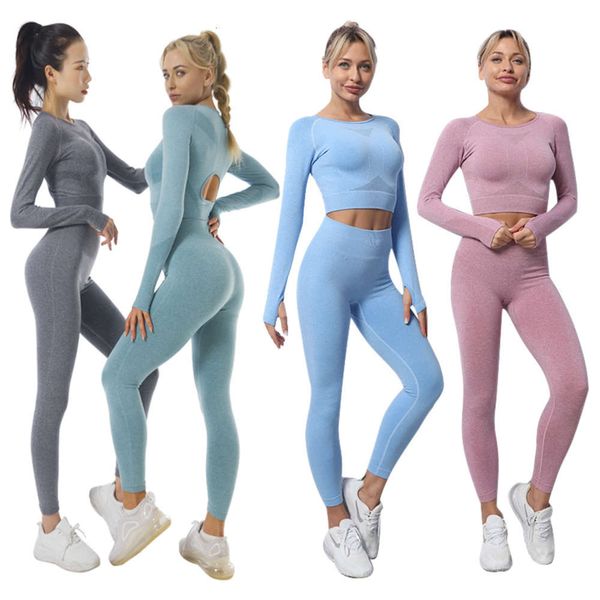 2021 new ins seamless knitting autumn and winter fitness yoga suit for women, Gray
2021 new ins seamless knitting autumn and winter fitness yoga suit for women, Gray