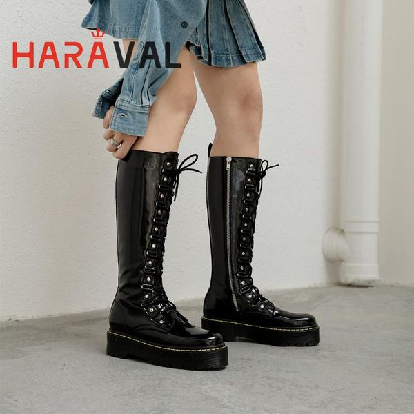 knee-high boots genuine leather waterproof platform cross-tied motorcycle boot cross-tied round toe zipper cool thick e242l, Black
knee-high boots genuine leather waterproof platform cross-tied motorcycle boot cross-tied round toe zipper cool thick e242l, Black