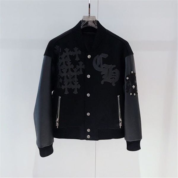 croxin jacket men's new fashion brand ch embroidery cross tweed leather pu jacket baseball jacket, Black
croxin jacket men's new fashion brand ch embroidery cross tweed leather pu jacket baseball jacket, Black