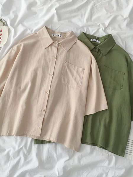 2020 новое лето с коротким рукавом рубашки женщин корейской vintage solid color turn вниз воротник сыпучие блузы student casual chic tops, White
2020 новое лето с коротким рукавом рубашки женщин корейской vintage solid color turn вниз воротник сыпучие блузы student casual chic tops, White