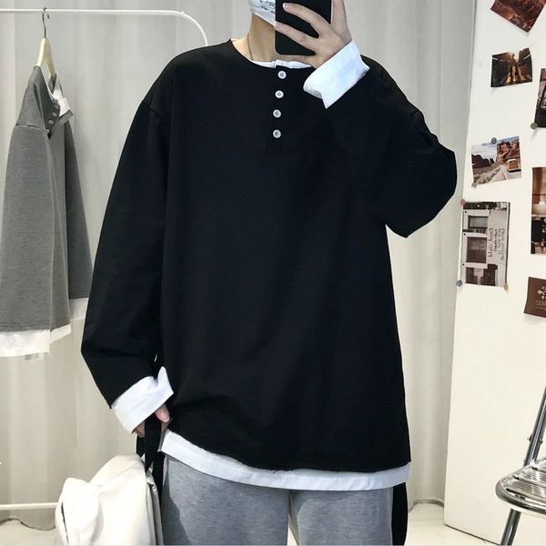 2021 spring and autumn shirt with long loose sleeves in tide marks around the neck of two black pieces b63b 2jno, White;black
2021 spring and autumn shirt with long loose sleeves in tide marks around the neck of two black pieces b63b 2jno, White;black
