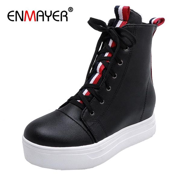 enmayer platform sports boots lace-up round toe height increasing ankle boots for women pu short plush solid cross-tied shoes, Black
enmayer platform sports boots lace-up round toe height increasing ankle boots for women pu short plush solid cross-tied shoes, Black