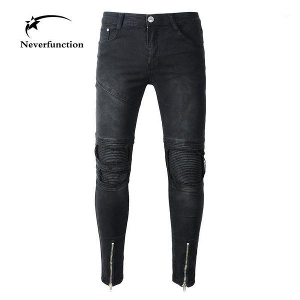 men's knee hole jeans homme fashion design hem zipper skinny stretch ripped biker jeans pants trousers for men1, Blue
men's knee hole jeans homme fashion design hem zipper skinny stretch ripped biker jeans pants trousers for men1, Blue