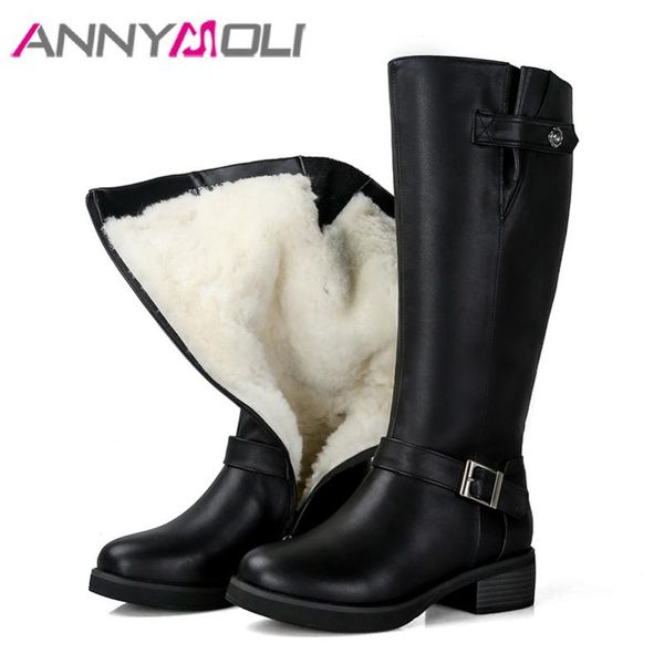 boots annymoli real wool fur natural leather snow platform mid heel knee high women zip buckle thick heels long lady, Black
boots annymoli real wool fur natural leather snow platform mid heel knee high women zip buckle thick heels long lady, Black