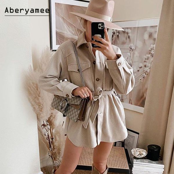 women's jackets aberyamee woman overshirt belted jacket khaki solid turndown button up ladies outwear warm oversized clothes female fas, Black;brown
women's jackets aberyamee woman overshirt belted jacket khaki solid turndown button up ladies outwear warm oversized clothes female fas, Black;brown