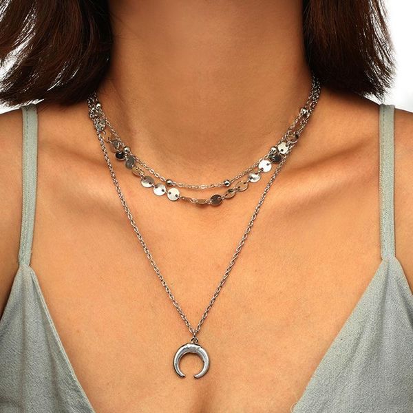 pendant necklaces fashion multilayer sequins moon for women vintage charm necklace tassels bohemian beach jewelry gift wholesale, Silver
pendant necklaces fashion multilayer sequins moon for women vintage charm necklace tassels bohemian beach jewelry gift wholesale, Silver