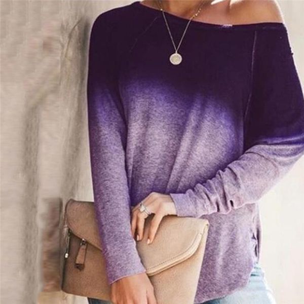 women's t-shirt long sleeve loose and tees o-neck women t shirt fashion spring autumn clothing gradient color shirts, White
women's t-shirt long sleeve loose and tees o-neck women t shirt fashion spring autumn clothing gradient color shirts, White