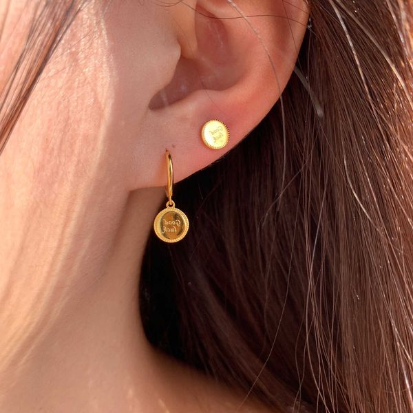 design lucky wafer s925 pure tremella nail women's simple cool style personalized earrings net red, Golden
design lucky wafer s925 pure tremella nail women's simple cool style personalized earrings net red, Golden