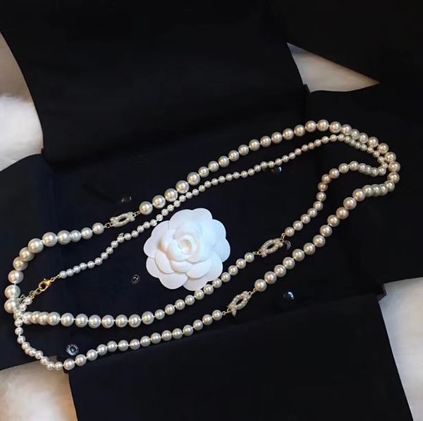 luxury jewelry designer necklace classic letter logo pearl sweater chain 100th anniversary with 3 logos, Golden;silver
luxury jewelry designer necklace classic letter logo pearl sweater chain 100th anniversary with 3 logos, Golden;silver