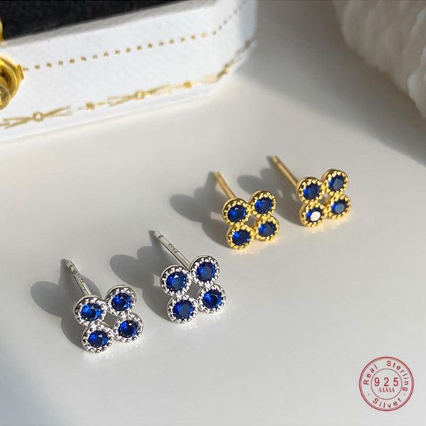 925 sterling silver french vintage blue small flower stud earrings women simple lightweight student party jewelry accessories, Golden;silver
925 sterling silver french vintage blue small flower stud earrings women simple lightweight student party jewelry accessories, Golden;silver