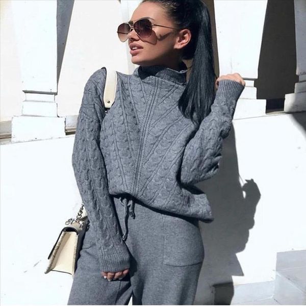 women tracksuit turtleneck pullover sweatshirts new knitted 2 pcs set drawstring pants suits warm winter casual two piece sets, Gray
women tracksuit turtleneck pullover sweatshirts new knitted 2 pcs set drawstring pants suits warm winter casual two piece sets, Gray