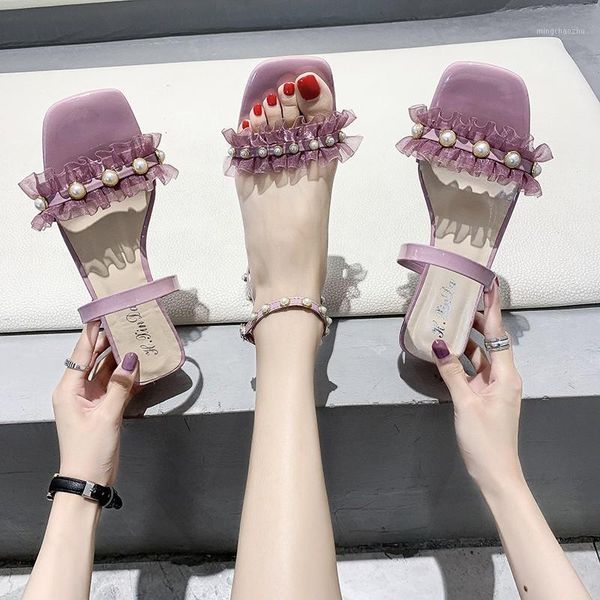 slippers pearl sandals women lace ruffles thick heel summer sweet purple holiday open toe slides 20211, Black
slippers pearl sandals women lace ruffles thick heel summer sweet purple holiday open toe slides 20211, Black
