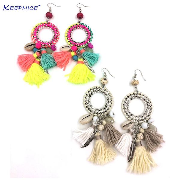 new ethnic bohemian dangle earrings with cotton tassel colorful summer style dream catcher earrings, Silver
new ethnic bohemian dangle earrings with cotton tassel colorful summer style dream catcher earrings, Silver