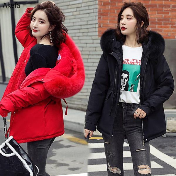 new thick warm women parkas 2021 flannel inside down cotton jacket coats big fur collar zipper padded parka stand collar coat1, Black
new thick warm women parkas 2021 flannel inside down cotton jacket coats big fur collar zipper padded parka stand collar coat1, Black