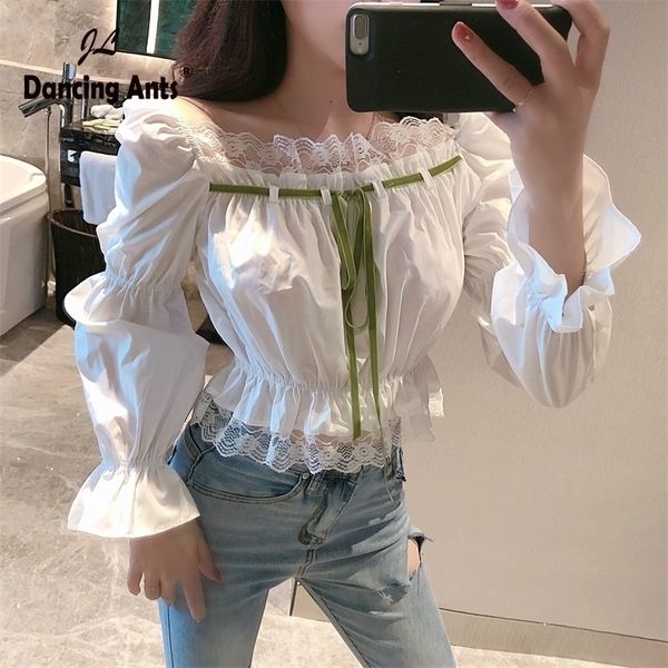woman shirt lace slash neck long sleeve ruffles bow frenulum spliced slim summer female elegant solid short blouse y200828, White
woman shirt lace slash neck long sleeve ruffles bow frenulum spliced slim summer female elegant solid short blouse y200828, White