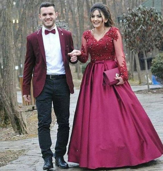 plus size v neck evening dresses with sash beaded applique long sleeves bride prom gowns a line formal vestidos, Black;red
plus size v neck evening dresses with sash beaded applique long sleeves bride prom gowns a line formal vestidos, Black;red