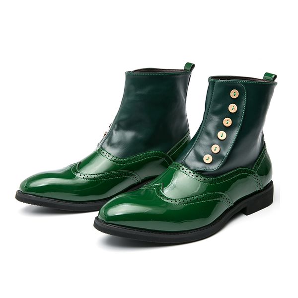 green men boots high tube chelsea mens boots italian button pu leather performance men art design brogue shoes, Black
green men boots high tube chelsea mens boots italian button pu leather performance men art design brogue shoes, Black