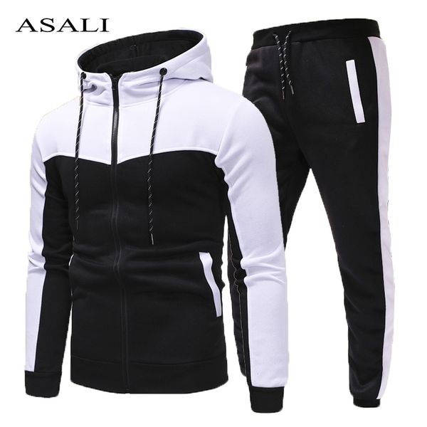 tracksuit two pieces set mens sportswear jacket hoodie + pants tracksuits men casual streetwear male new patchwork clothing 201202, Gray
tracksuit two pieces set mens sportswear jacket hoodie + pants tracksuits men casual streetwear male new patchwork clothing 201202, Gray