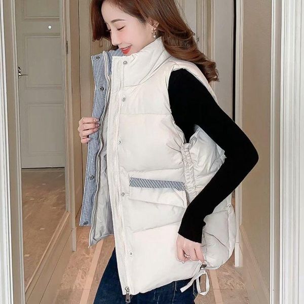 down cotton vests for female 2020 autumn and winter women's sleeveless jacket new student thick warm lady waistcoat, Black;white
down cotton vests for female 2020 autumn and winter women's sleeveless jacket new student thick warm lady waistcoat, Black;white