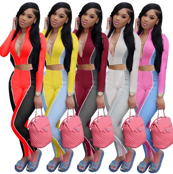 women tracksuits two pieces set slim contrast stitching zipper long sleeve pants ladies new fashion autumn casual sportwear outfits p53, White
women tracksuits two pieces set slim contrast stitching zipper long sleeve pants ladies new fashion autumn casual sportwear outfits p53, White