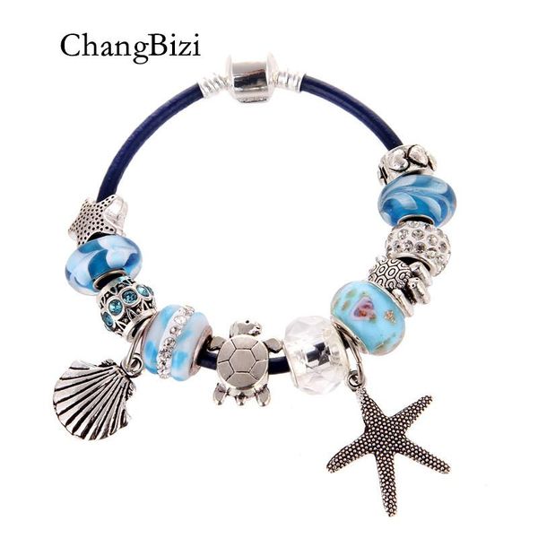 charm bracelets yilianfei blue leather cord ocean series diy crystal/glass beadas fashion lovely & bangles woman gift bt0035, Golden;silver
charm bracelets yilianfei blue leather cord ocean series diy crystal/glass beadas fashion lovely & bangles woman gift bt0035, Golden;silver
