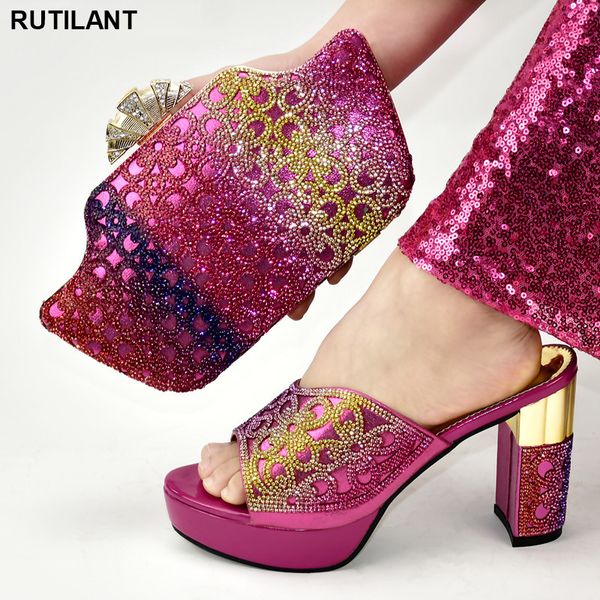 new arrival african matching shoes and bags italian in women shoes and bag set african sets 2020 plus size shoes women heel c1120, Black