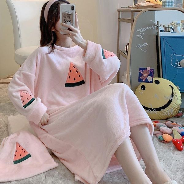 women's sleepwear winter long-sleeved warm nightdress long skirt korean watermelon female flannel loose thick coral fleece, Black;red
women's sleepwear winter long-sleeved warm nightdress long skirt korean watermelon female flannel loose thick coral fleece, Black;red