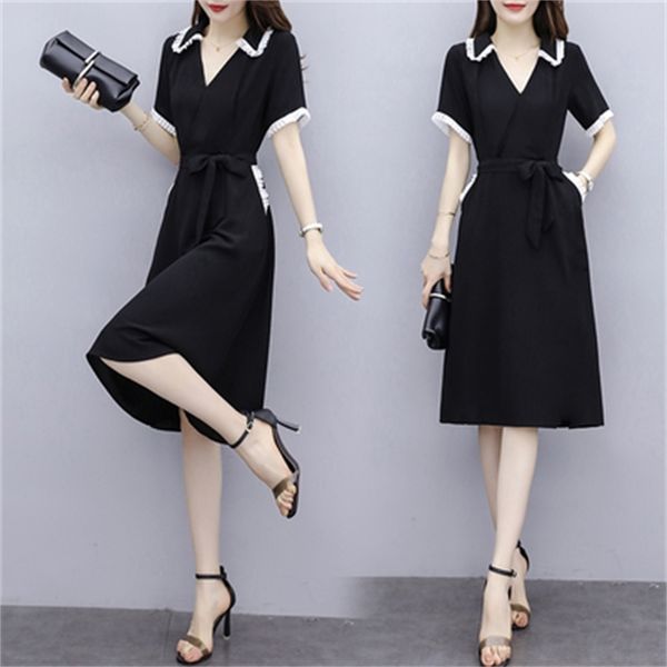 bigger korean 5xl black ladies summer dresses of women dressed in fiesta robe femme clothes ig85, Black;gray
bigger korean 5xl black ladies summer dresses of women dressed in fiesta robe femme clothes ig85, Black;gray