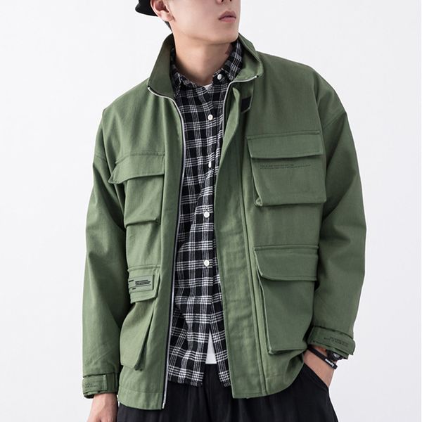 men cotton jacket solid cargo spring autumn male clothing streetwear casual men's coat kg-294, Black;brown
men cotton jacket solid cargo spring autumn male clothing streetwear casual men's coat kg-294, Black;brown