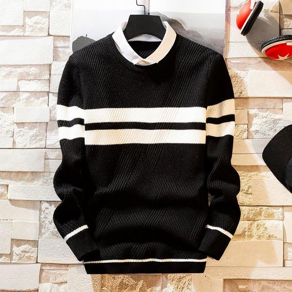 collar shirt men's pullover sweaters new autumn clothing knitting fashion casual striped homme knitwear mens1, White;black
collar shirt men's pullover sweaters new autumn clothing knitting fashion casual striped homme knitwear mens1, White;black