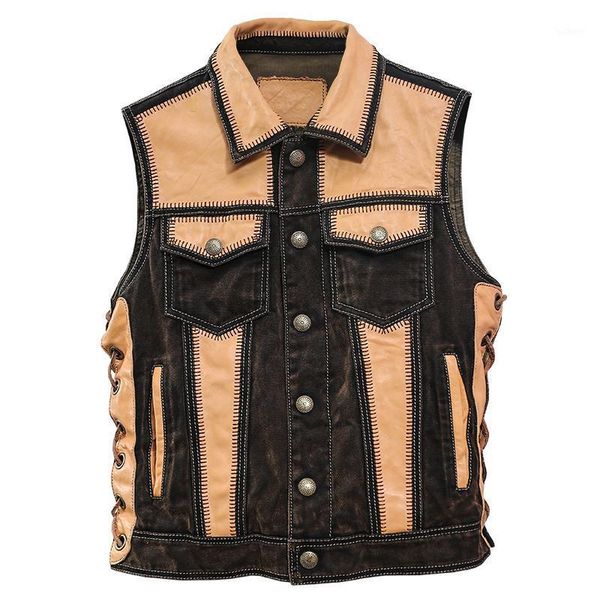 2020 light brown motorcycle style genuine leather vest men real sheepskin spring slim fit short splicing biker's embroidery vest1, Black;white
2020 light brown motorcycle style genuine leather vest men real sheepskin spring slim fit short splicing biker's embroidery vest1, Black;white