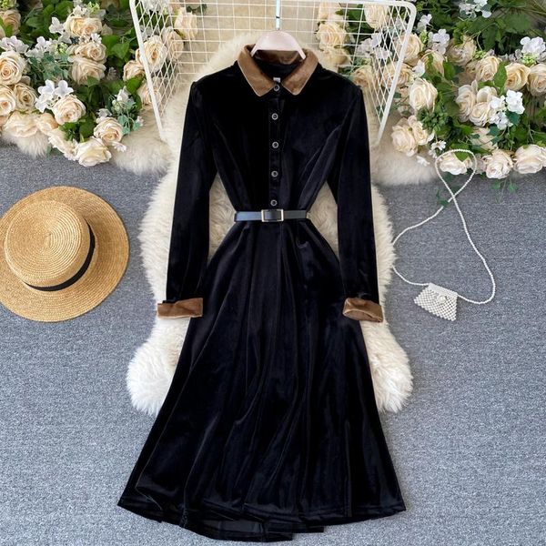 lady new fashion velvet a-line dress women's autumn winter 2020 lapel slim long sleeve retro velvet black vestidos q145, Black;gray
lady new fashion velvet a-line dress women's autumn winter 2020 lapel slim long sleeve retro velvet black vestidos q145, Black;gray