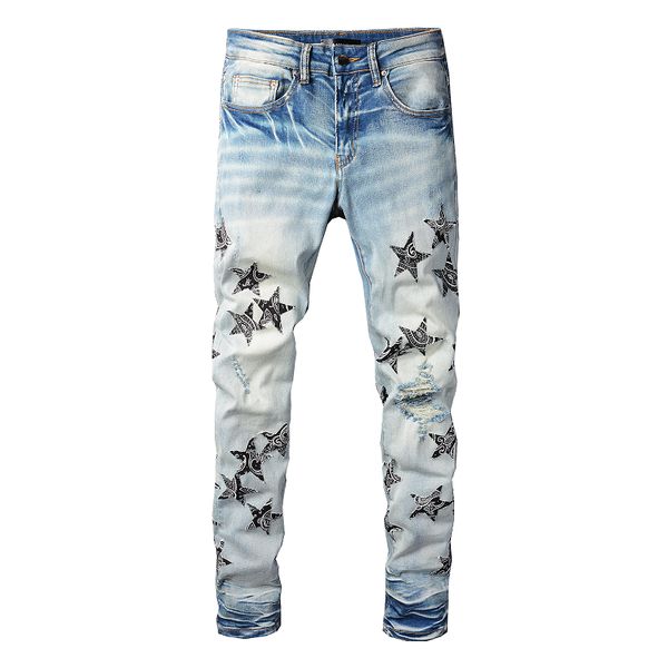 2022 summer fashion designer ripped jeans men's casual solid color printed geometric pants,fanye 0011, Blue
2022 summer fashion designer ripped jeans men's casual solid color printed geometric pants,fanye 0011, Blue