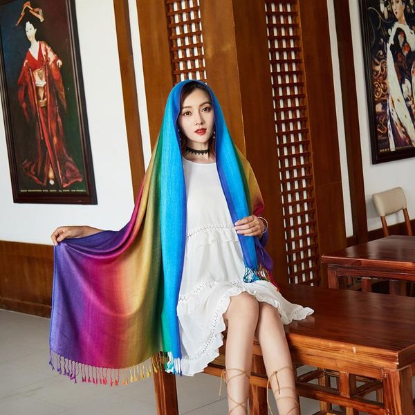 scarves 2021 trendy women national wind scarf female double-side jacquard cotton wrap foulard femme colorful rainbow shawl, Blue;gray
scarves 2021 trendy women national wind scarf female double-side jacquard cotton wrap foulard femme colorful rainbow shawl, Blue;gray