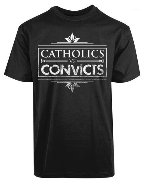 catholics vs convicts 1988 college rivalry sports new men's summer style tee shirt1, White;black
catholics vs convicts 1988 college rivalry sports new men's summer style tee shirt1, White;black