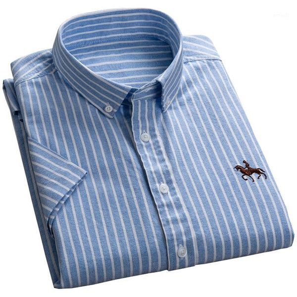 men's dress shirts summer design short sleeve striped oxford 100% pure cotton button-down collar business casual men embroidery pattern, White;black
men's dress shirts summer design short sleeve striped oxford 100% pure cotton button-down collar business casual men embroidery pattern, White;black