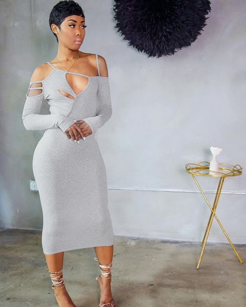 autumn women clothes hollow out solid color irregular dress fashion casual midi dresses vestidos de mujer, Black;gray
autumn women clothes hollow out solid color irregular dress fashion casual midi dresses vestidos de mujer, Black;gray