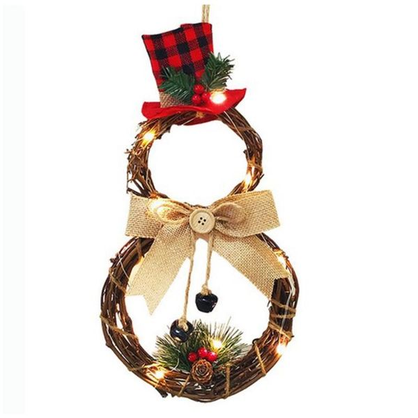 christmas decorations led snowman wreath home decoration creative rattan ring