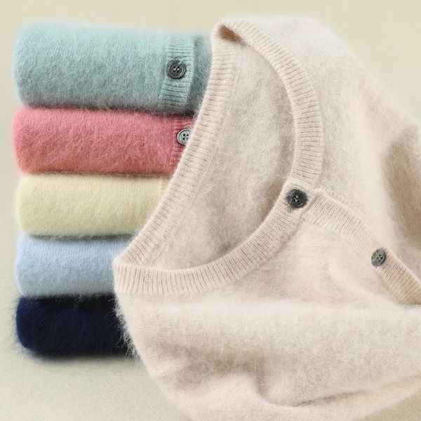 autumn and winter new style 100% mink cashmere women's slim o-neck cardigan solid color warm knit base coat ing, White
autumn and winter new style 100% mink cashmere women's slim o-neck cardigan solid color warm knit base coat ing, White