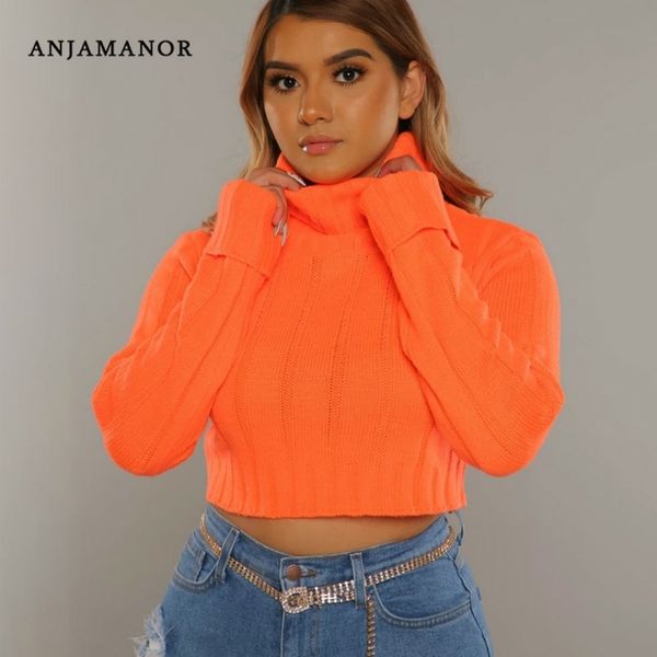 anjamanor neon orange pink turtleneck crop sweater women autumn winter clothes knitted pullover d81-ab31 y200720, White;black
anjamanor neon orange pink turtleneck crop sweater women autumn winter clothes knitted pullover d81-ab31 y200720, White;black