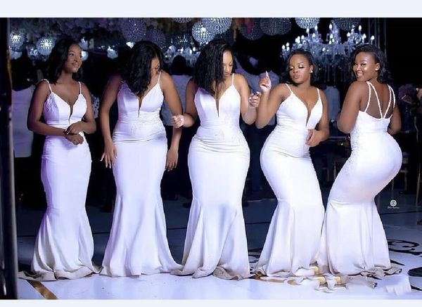 2021 spaghetti straps mermaid bridesmaid dress appliqued v neck african wedding guest gown long prom evenig miad of honor, White;pink
2021 spaghetti straps mermaid bridesmaid dress appliqued v neck african wedding guest gown long prom evenig miad of honor, White;pink