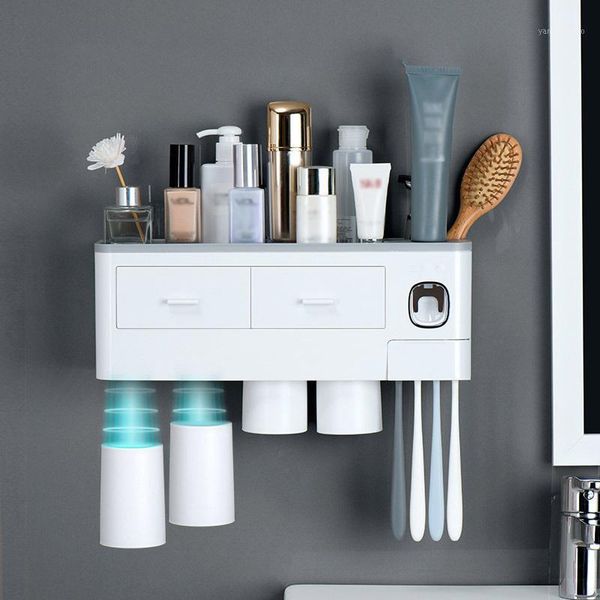 bath accessory set magnetic adsorption toothbrush holder automatic toothpaste dispenser with cups wall mount storage rack bathroom accessori
bath accessory set magnetic adsorption toothbrush holder automatic toothpaste dispenser with cups wall mount storage rack bathroom accessori