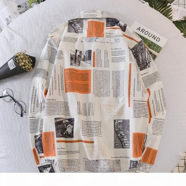 2020 spring new men long sleeve shirt personality newspaper printing cardigan men shirt casual fashion plus size loose men shirt, White;black
2020 spring new men long sleeve shirt personality newspaper printing cardigan men shirt casual fashion plus size loose men shirt, White;black
